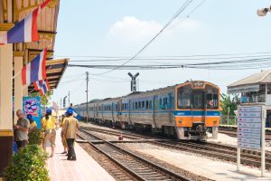 Ayutthaya, Thailand - Apr 11 2018: State Railway of Thailand(SRT