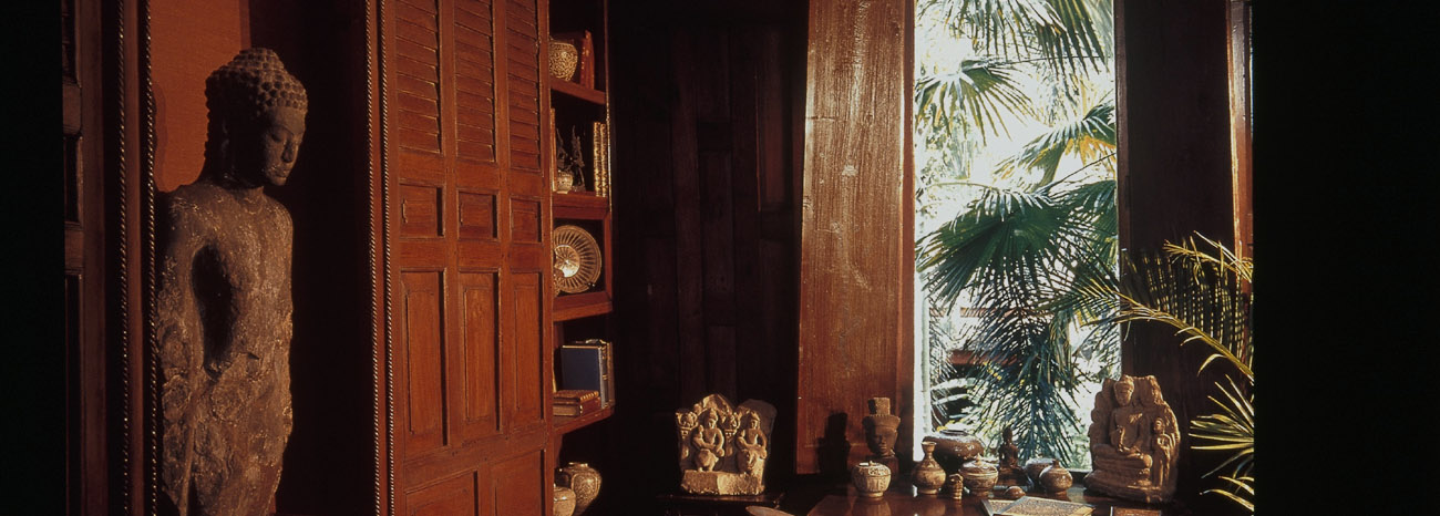 Jim Thompson House i Bangkok med traditionelle teaktræshuse